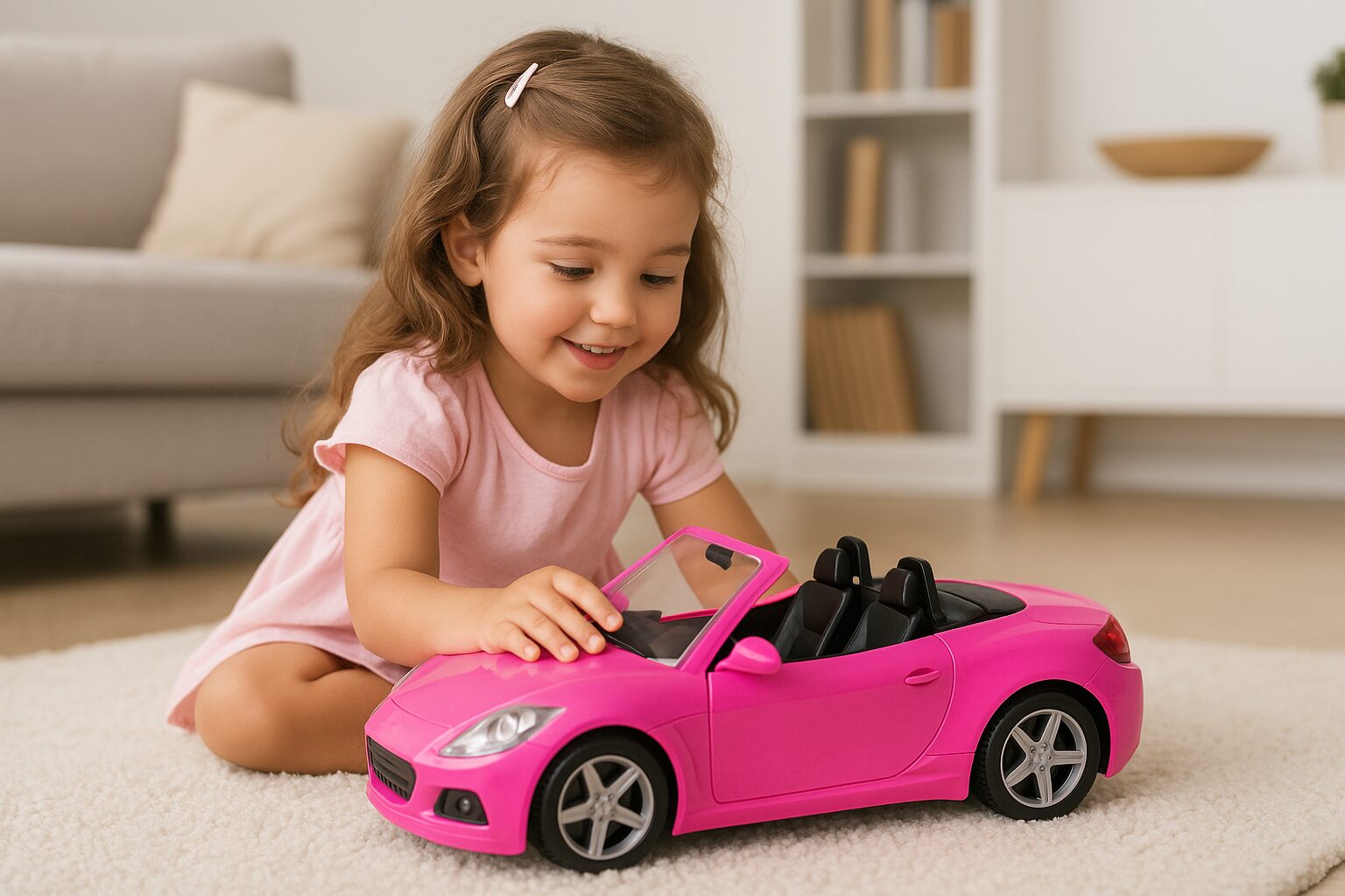 Fashion Sport Car, bright pink convertible toy car for imaginative road-trip play. Sturdy design, fun details, and accessory pack. Perfect gift for kids 3+. - Image 3
